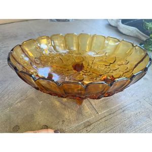 Vintage Amber Indiana Glass Fruit Bowl